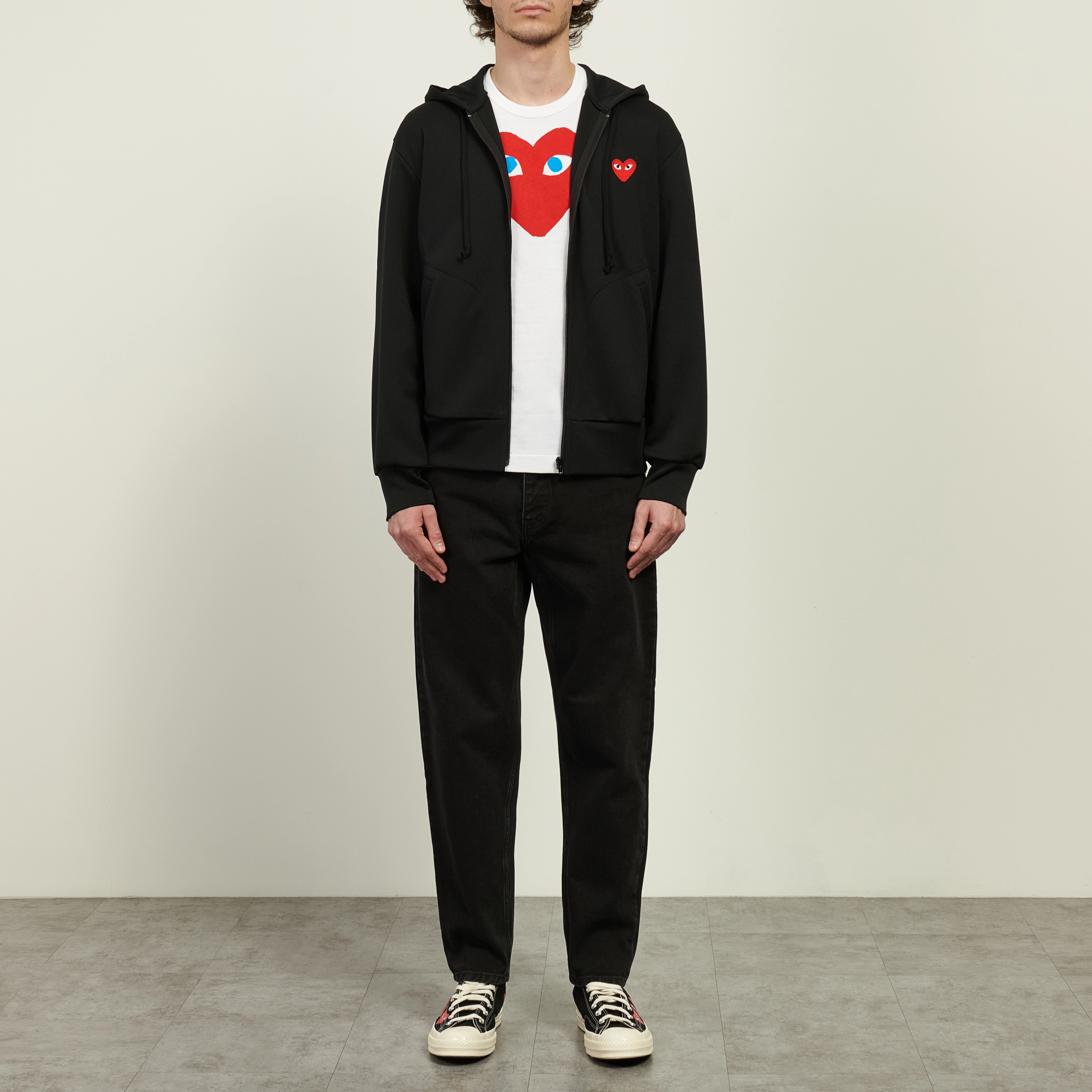 Мужская толстовка Comme des Garcons Play Red Heart Emblem Zip