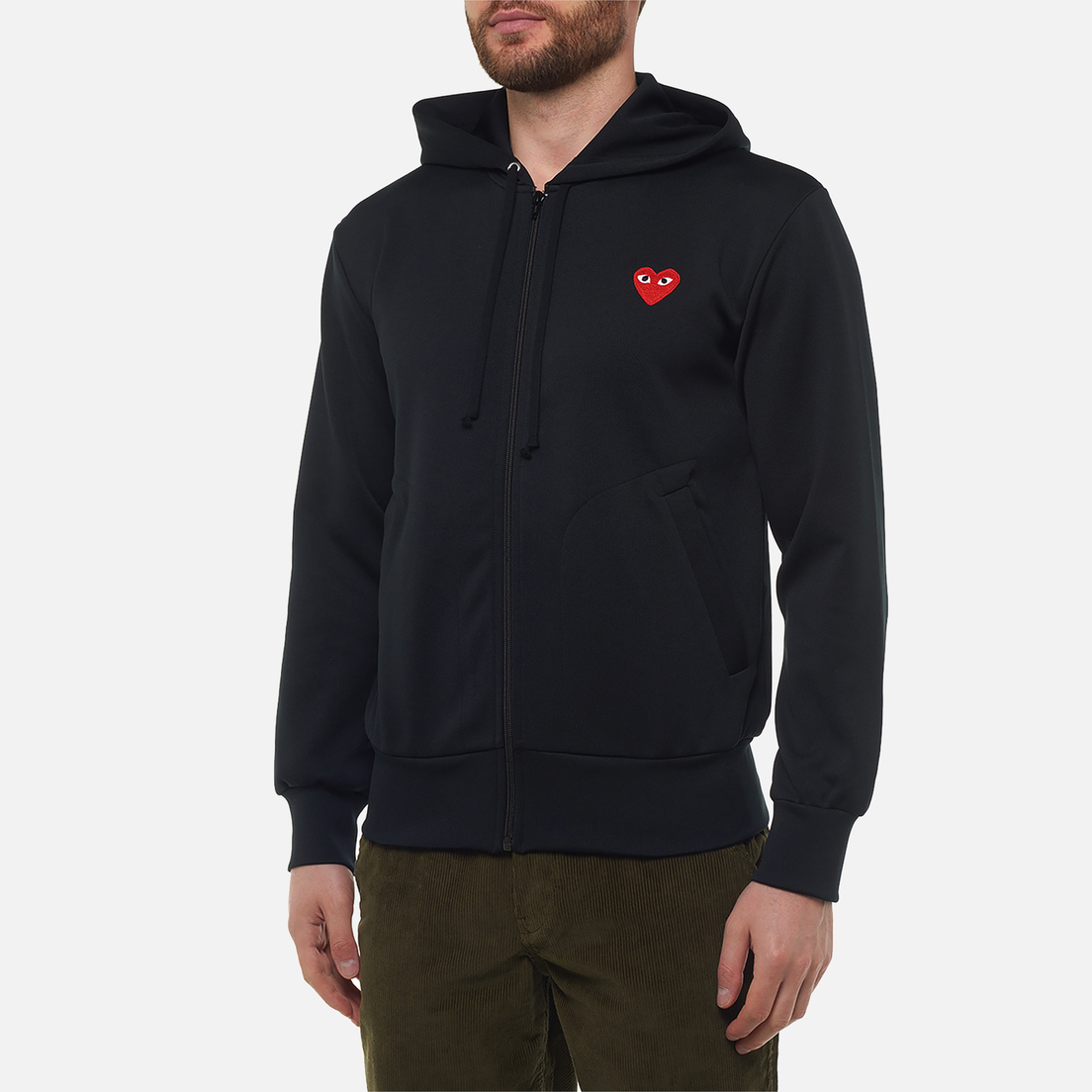 Comme des Garcons Play Мужская толстовка Red Heart Emblem Zip Hoodie