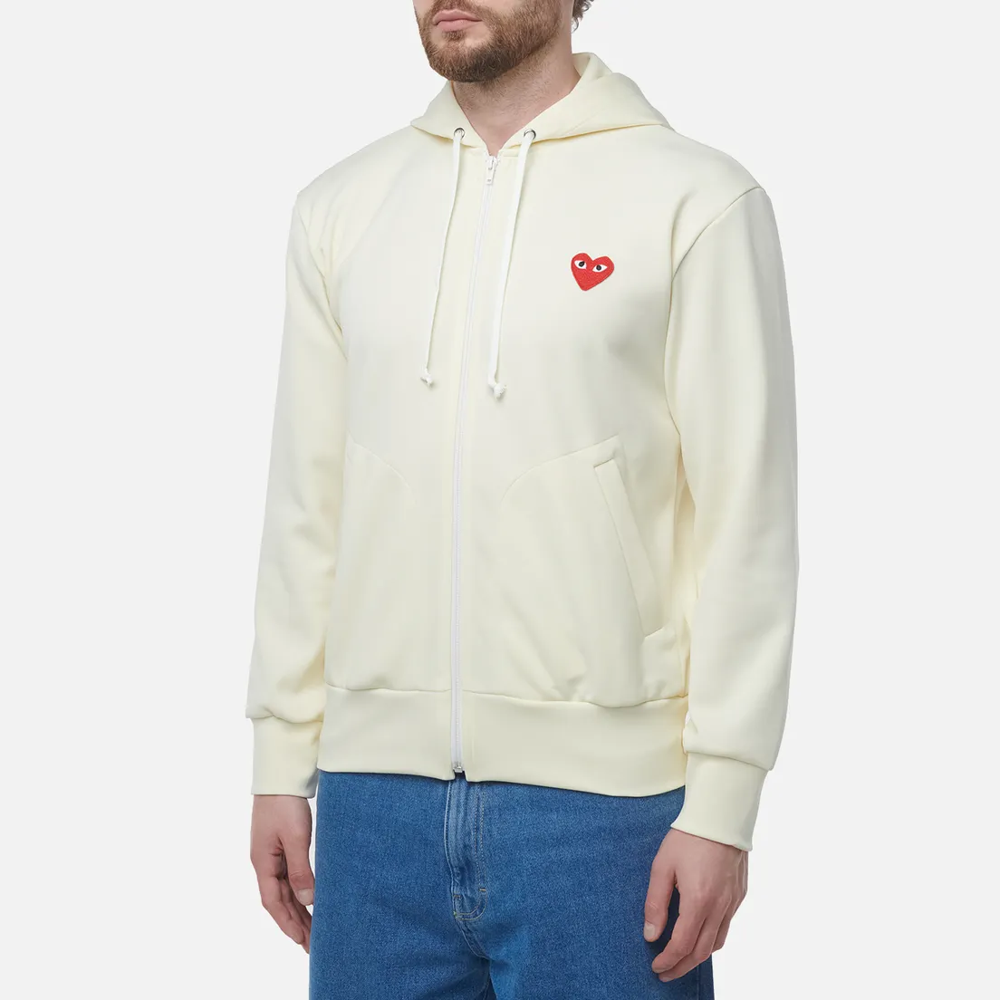 Comme des Garcons Play Мужская толстовка Red Heart Emblem Zip Hoodie