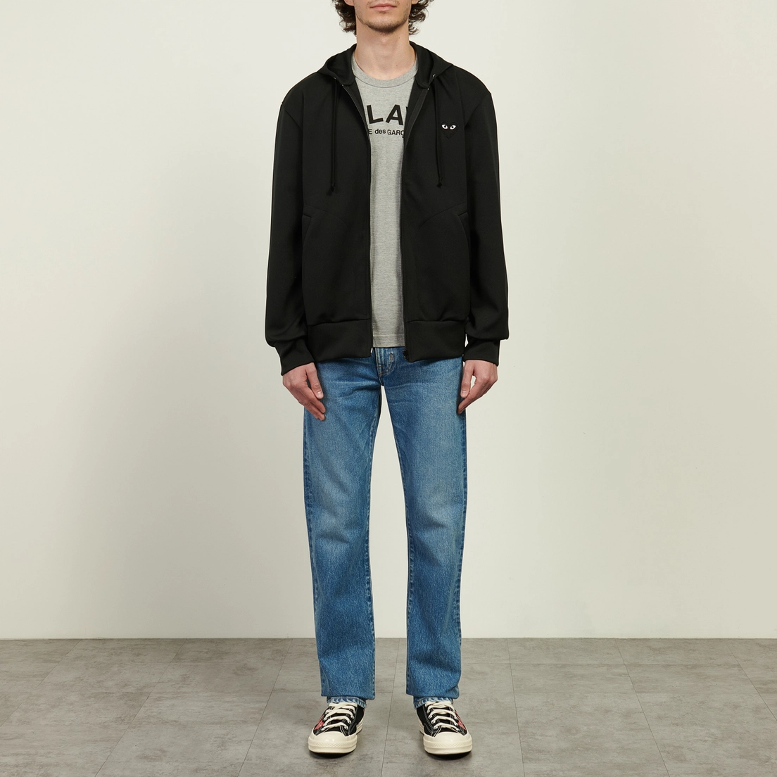 Comme des Garcons Play Мужская толстовка Black Emblem Zip Hoodie