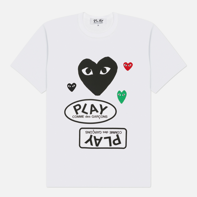 Мужская футболка Comme des Garcons Play Black & Red & Green Emblem