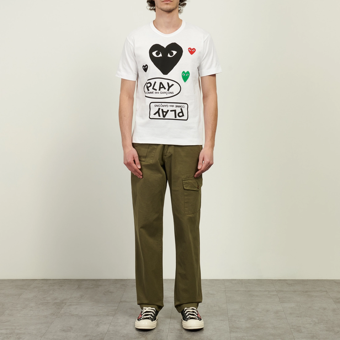 Comme des Garcons Play Мужская футболка Black & Red & Green Emblem