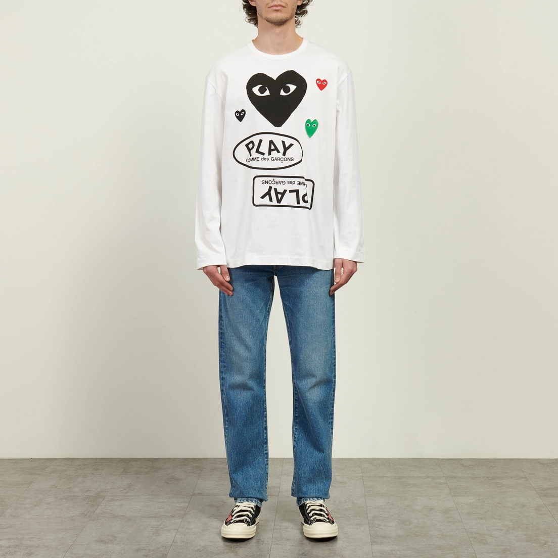Comme des Garcons Play Мужской лонгслив Black & Red & Green Emblem