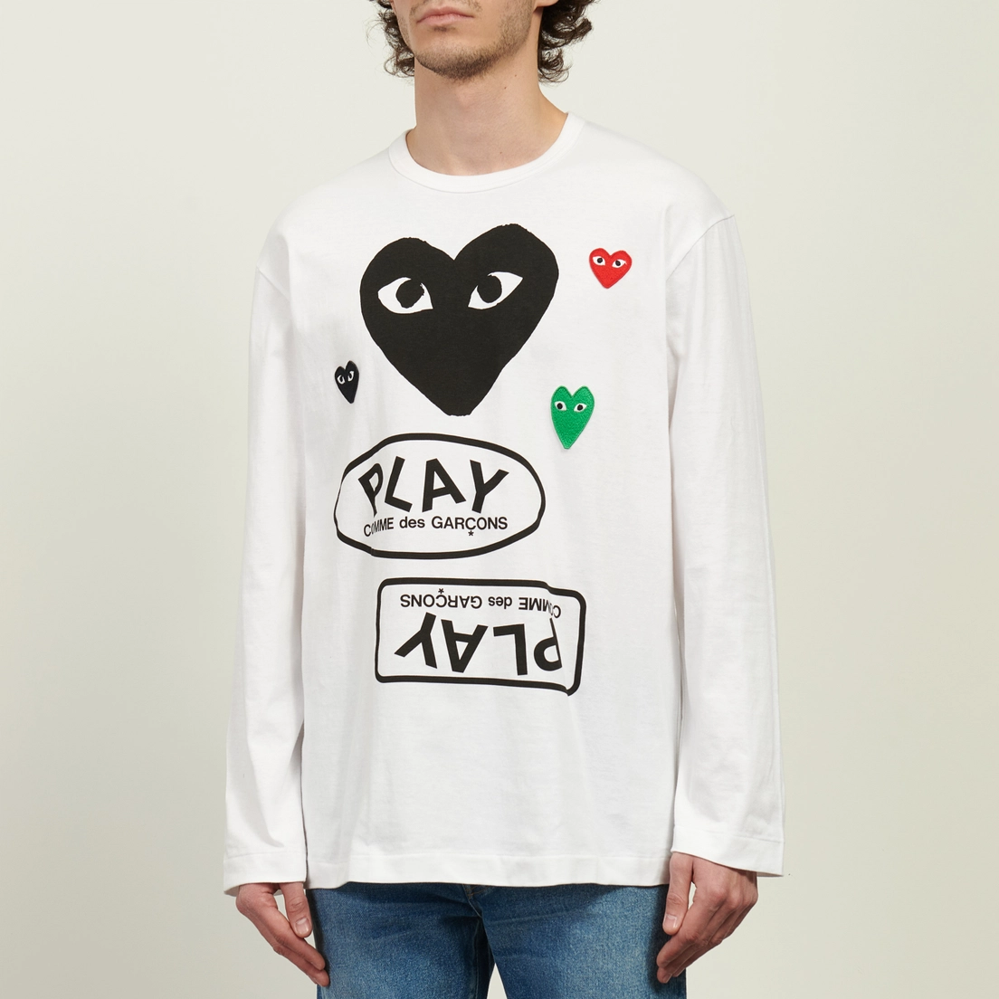 Comme des Garcons Play Мужской лонгслив Black & Red & Green Emblem