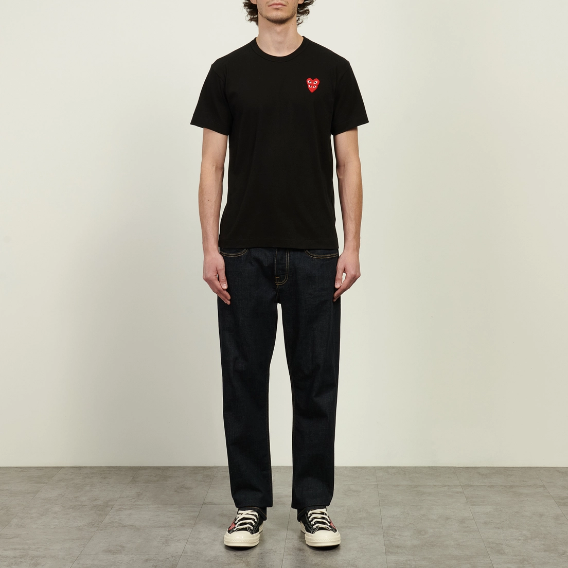 Comme des Garcons Play Мужская футболка Double Red Emblem