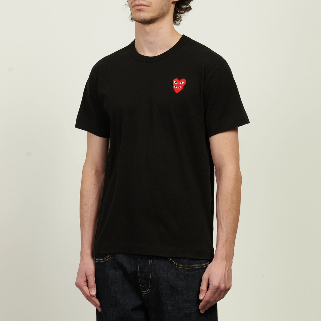 Comme des Garcons Play Мужская футболка Double Red Emblem