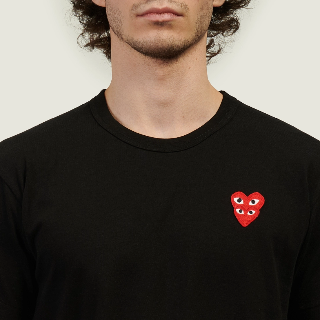 Comme des Garcons Play Мужская футболка Double Red Emblem