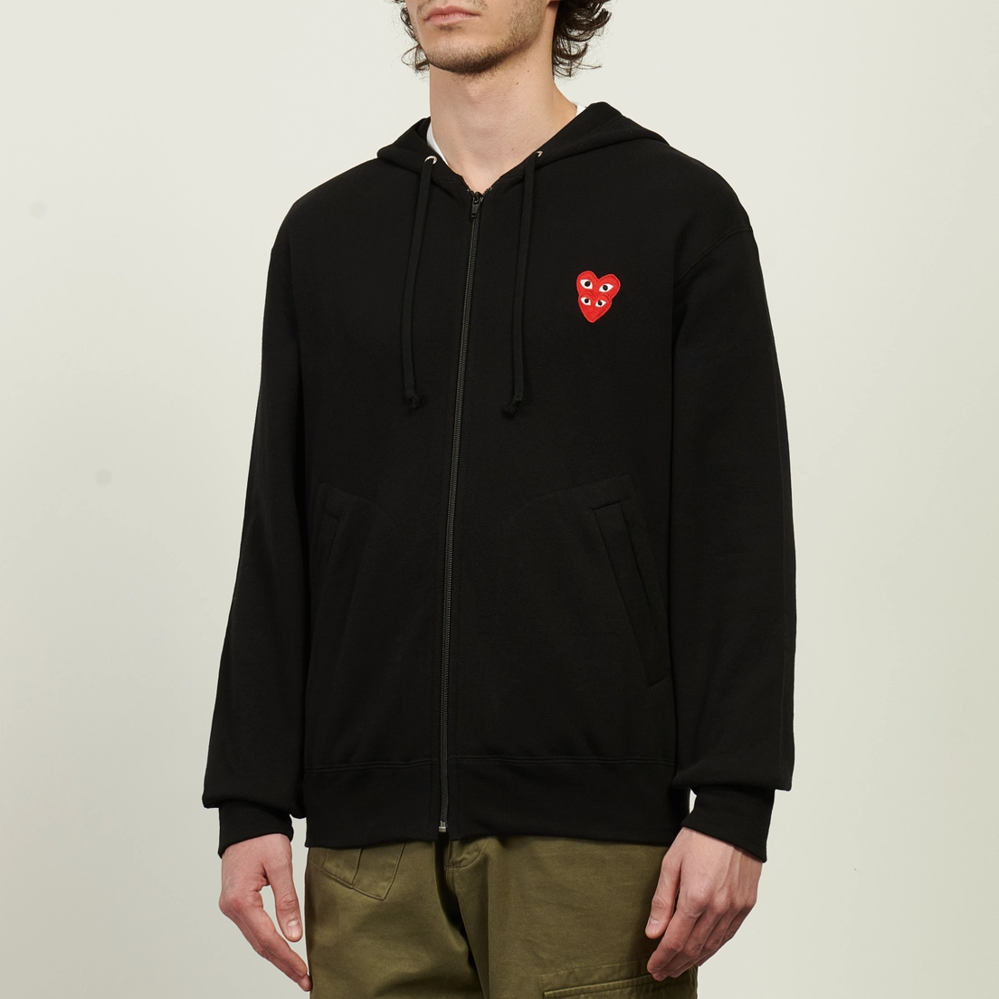 Comme des Garcons Play Мужская толстовка Double Red Emblem Full Zip Hoodie