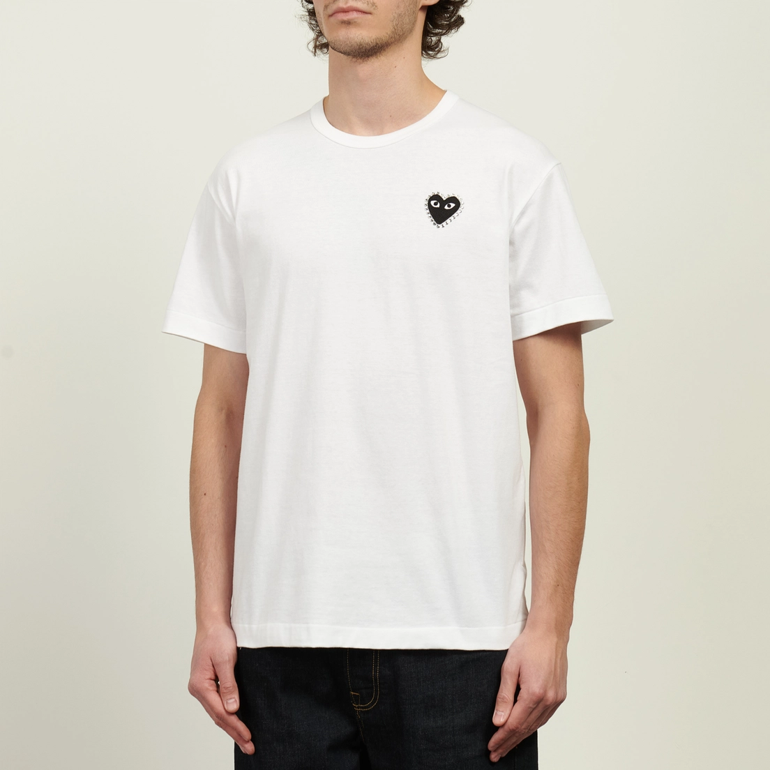 Comme des Garcons Play Мужская футболка Black Emblem x Rhinestone