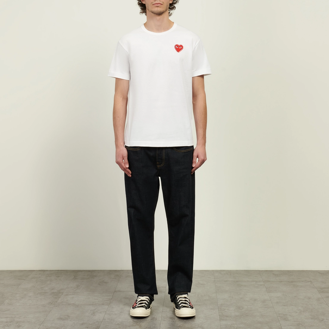 Comme des Garcons Play Мужская футболка Red Emblem x Rhinestone