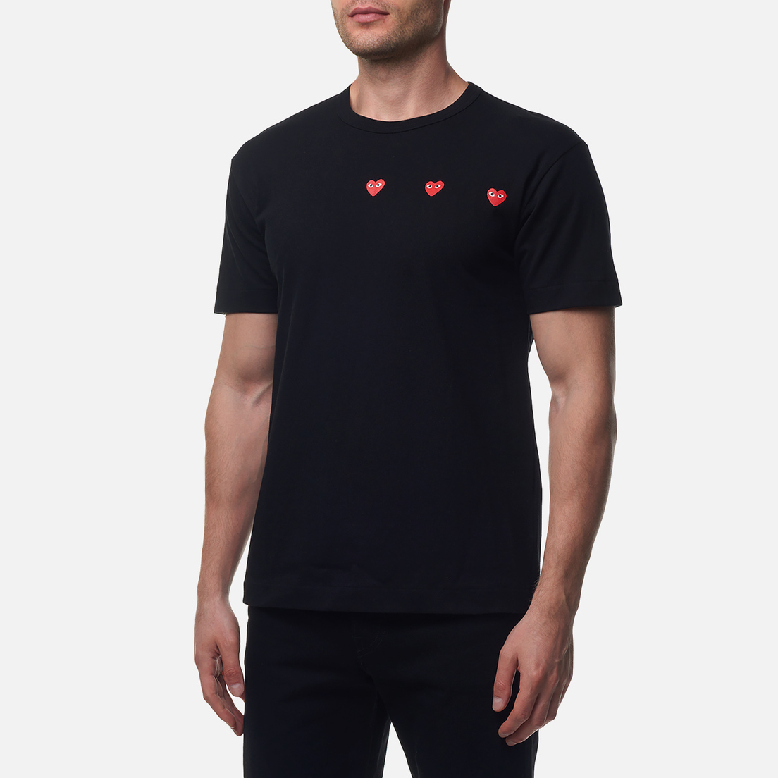 Comme des Garcons Play Мужская футболка Triple Heart Emblem