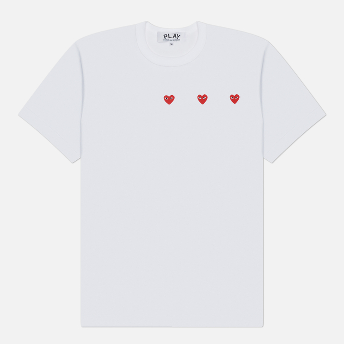 Мужская футболка Comme des Garcons Play Triple Heart Emblem