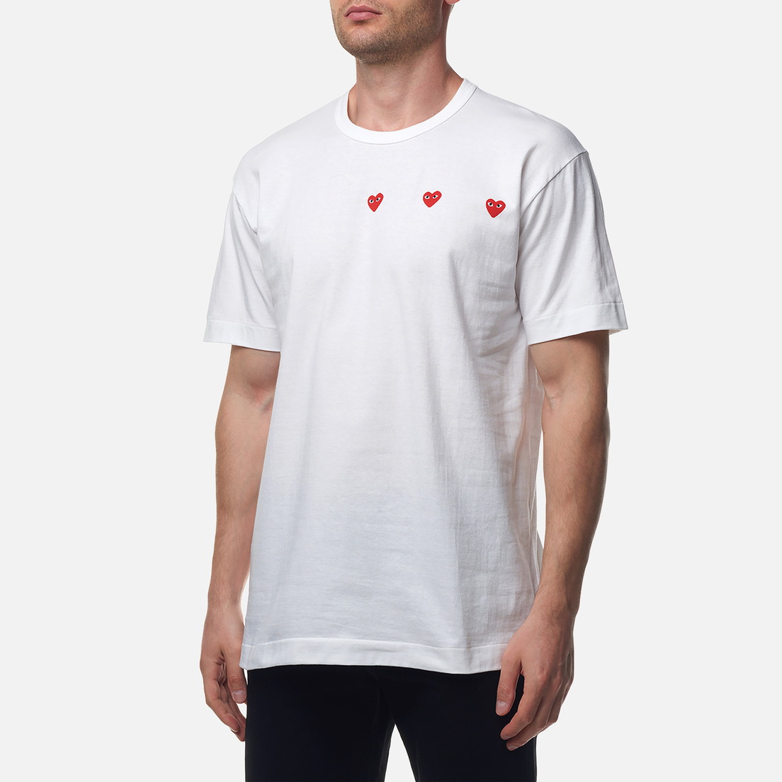 Comme des Garcons Play Мужская футболка Triple Heart Emblem