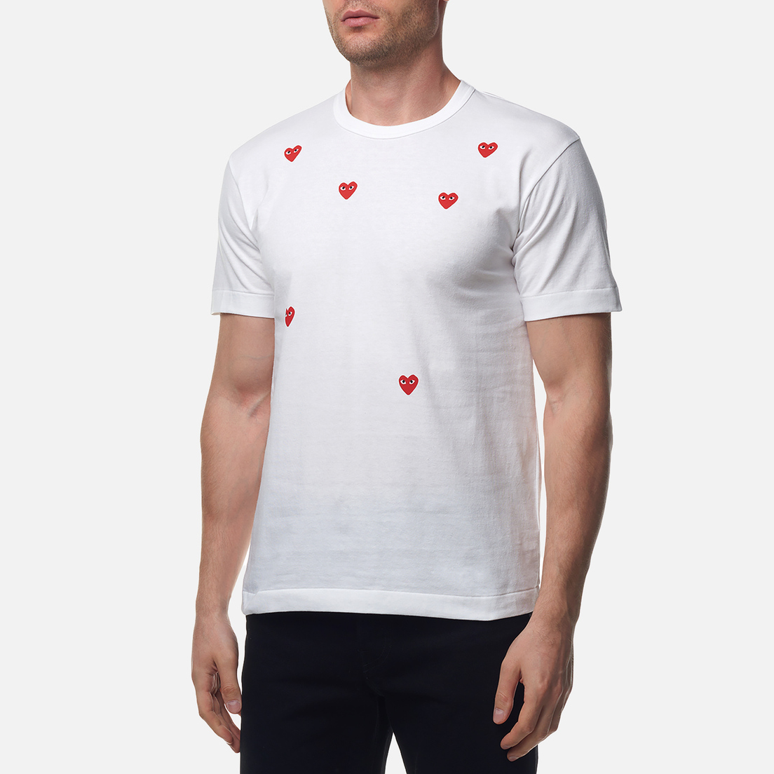 Comme des Garcons Play Мужская футболка Multi Heart Emblem