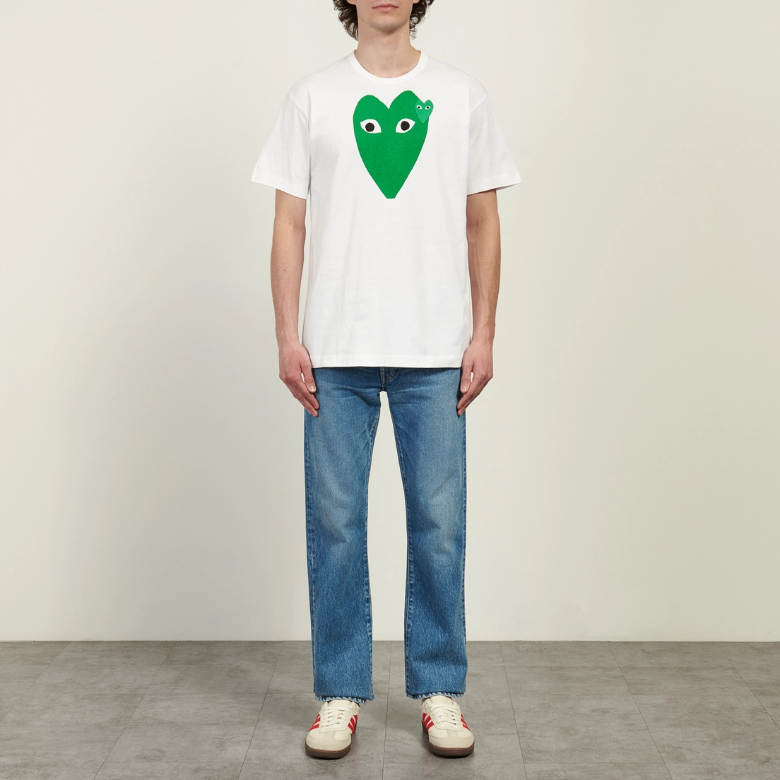 Comme des Garcons Play Мужская футболка Green Big & Small Emblem