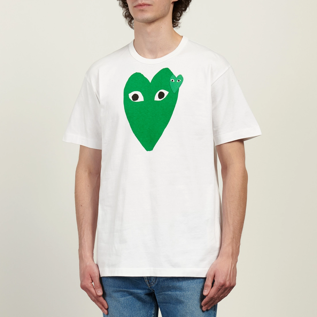 Comme des Garcons Play Мужская футболка Green Big & Small Emblem