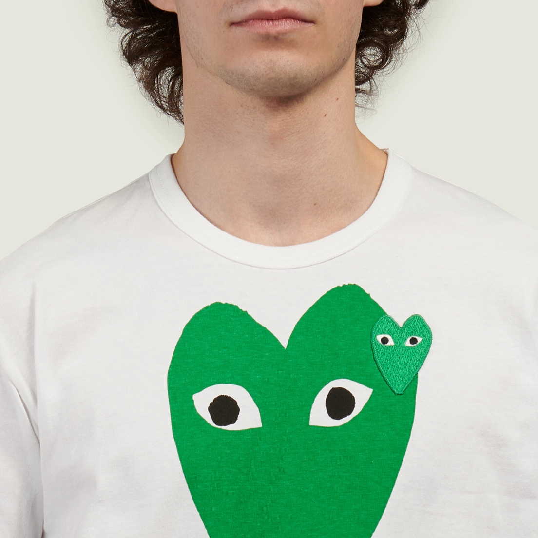 Comme des Garcons Play Мужская футболка Green Big & Small Emblem