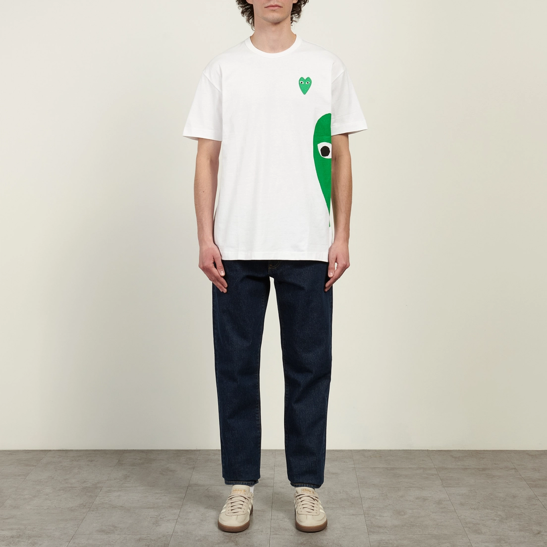 Comme des Garcons Play Мужская футболка Green Small & Big Emblem