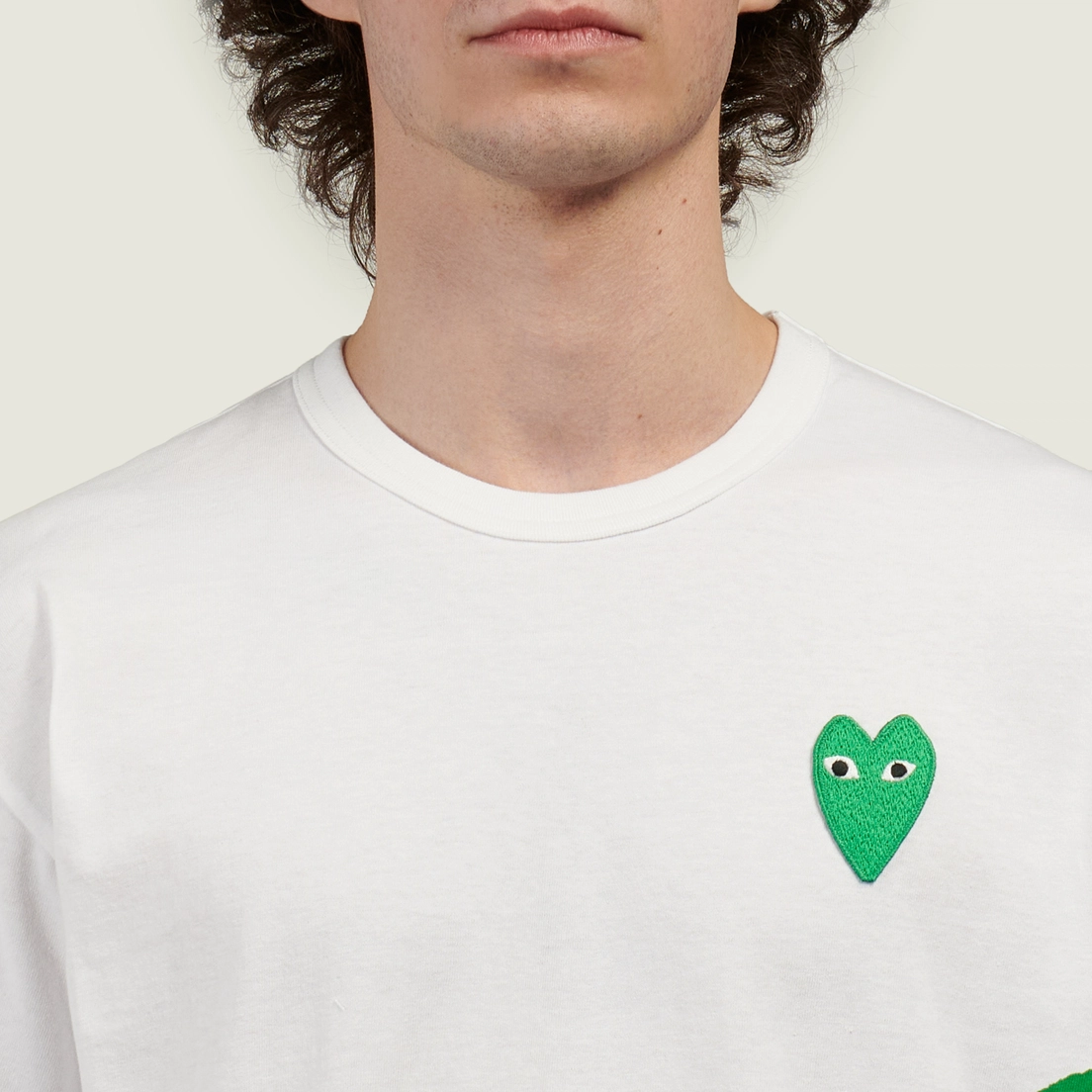 Comme des Garcons Play Мужская футболка Green Small & Big Emblem