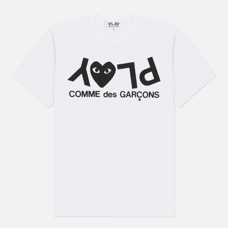Мужская футболка Comme des Garcons Play Inverted Logo Print, цвет белый, размер XXL