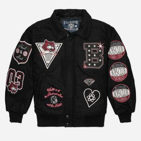 Мужская демисезонная куртка Billionaire Boys Club Alumni Collared Varsity, цвет чёрный, размер L