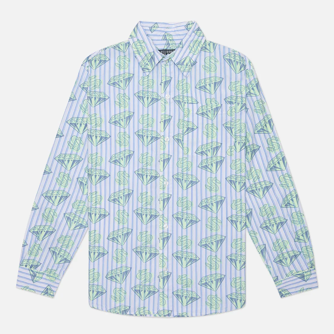 Billionaire Boys Club Мужская рубашка Glow In The Dark Diamonds & Dollars Striped