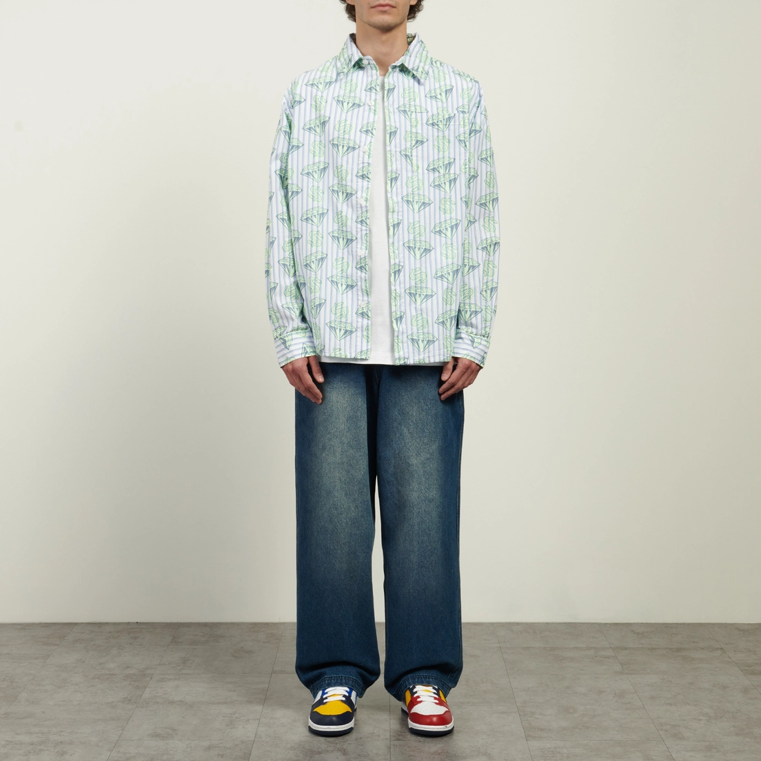 Billionaire Boys Club Мужская рубашка Glow In The Dark Diamonds & Dollars Striped