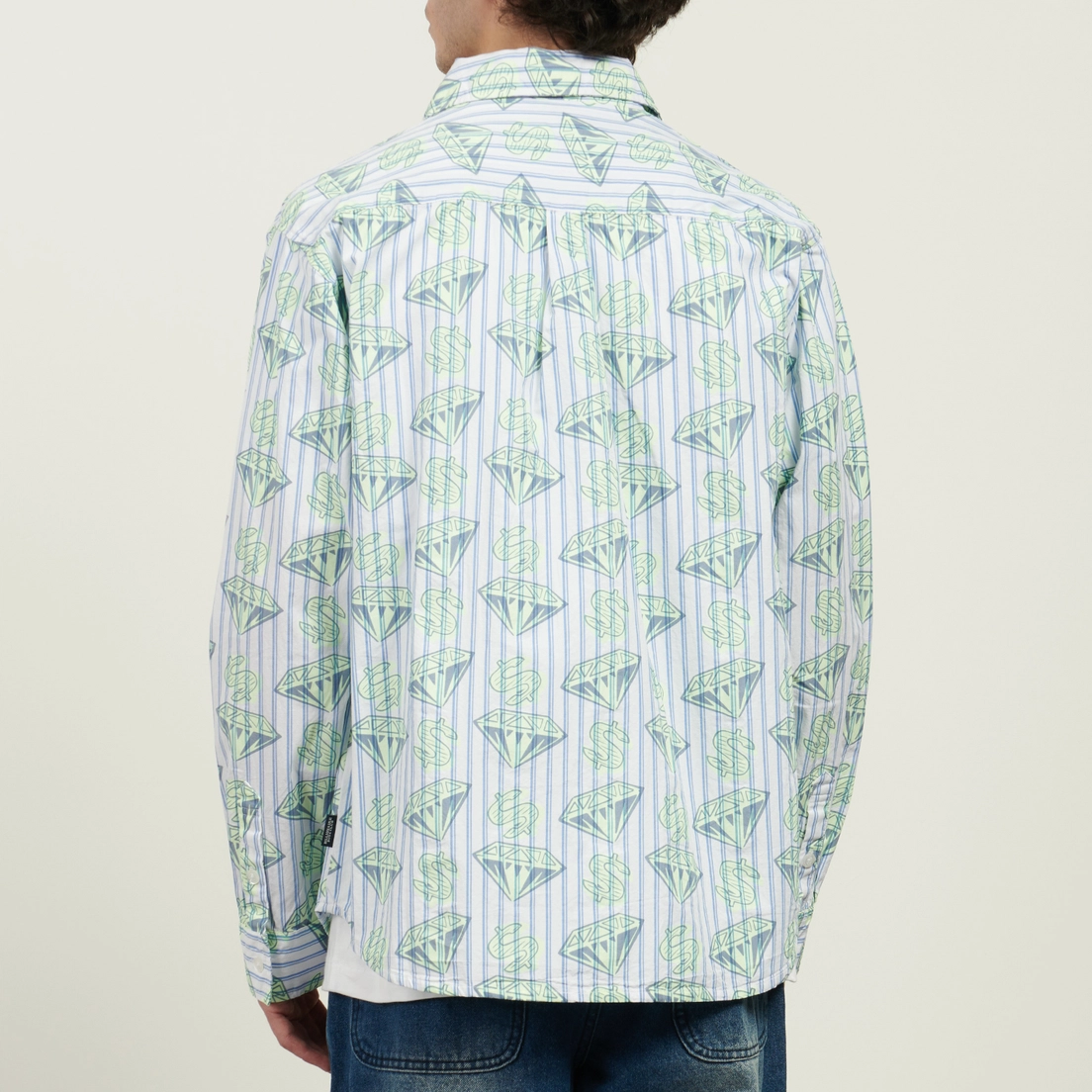 Billionaire Boys Club Мужская рубашка Glow In The Dark Diamonds & Dollars Striped