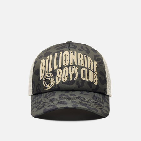 Кепка Billionaire Boys Club Leopard Print Arch Logo Trucker, цвет оливковый