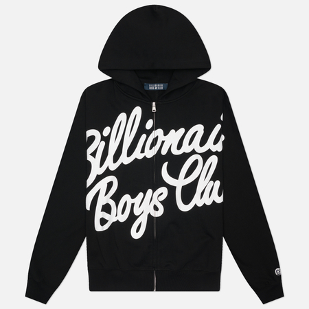 Мужская толстовка Billionaire Boys Club Large Script Logo Zip Through Hoodie, цвет чёрный, размер XL