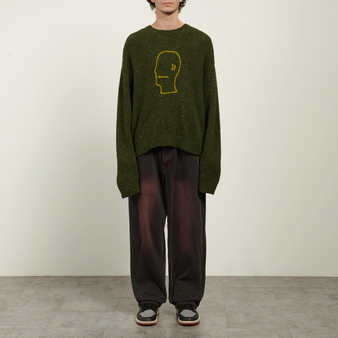 Brain Dead Мужской свитер Logohead Alpaca Crewneck