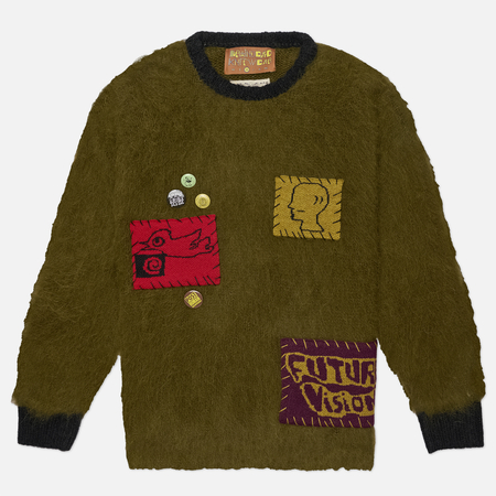 Мужской свитер Brain Dead Future Vision Boxy Knit, цвет оливковый, размер XL