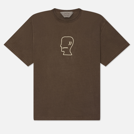 Мужская футболка Brain Dead Heavyweight 3D Embroidery Logohead, цвет коричневый, размер XL