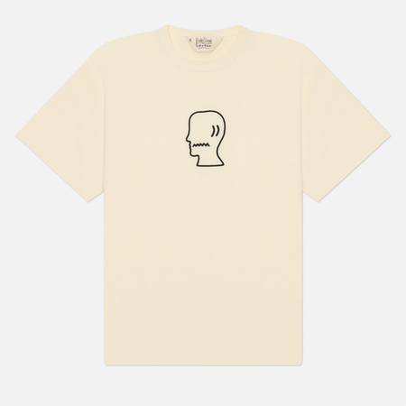 Мужская футболка Brain Dead Heavyweight 3D Embroidery Logohead, цвет бежевый, размер M