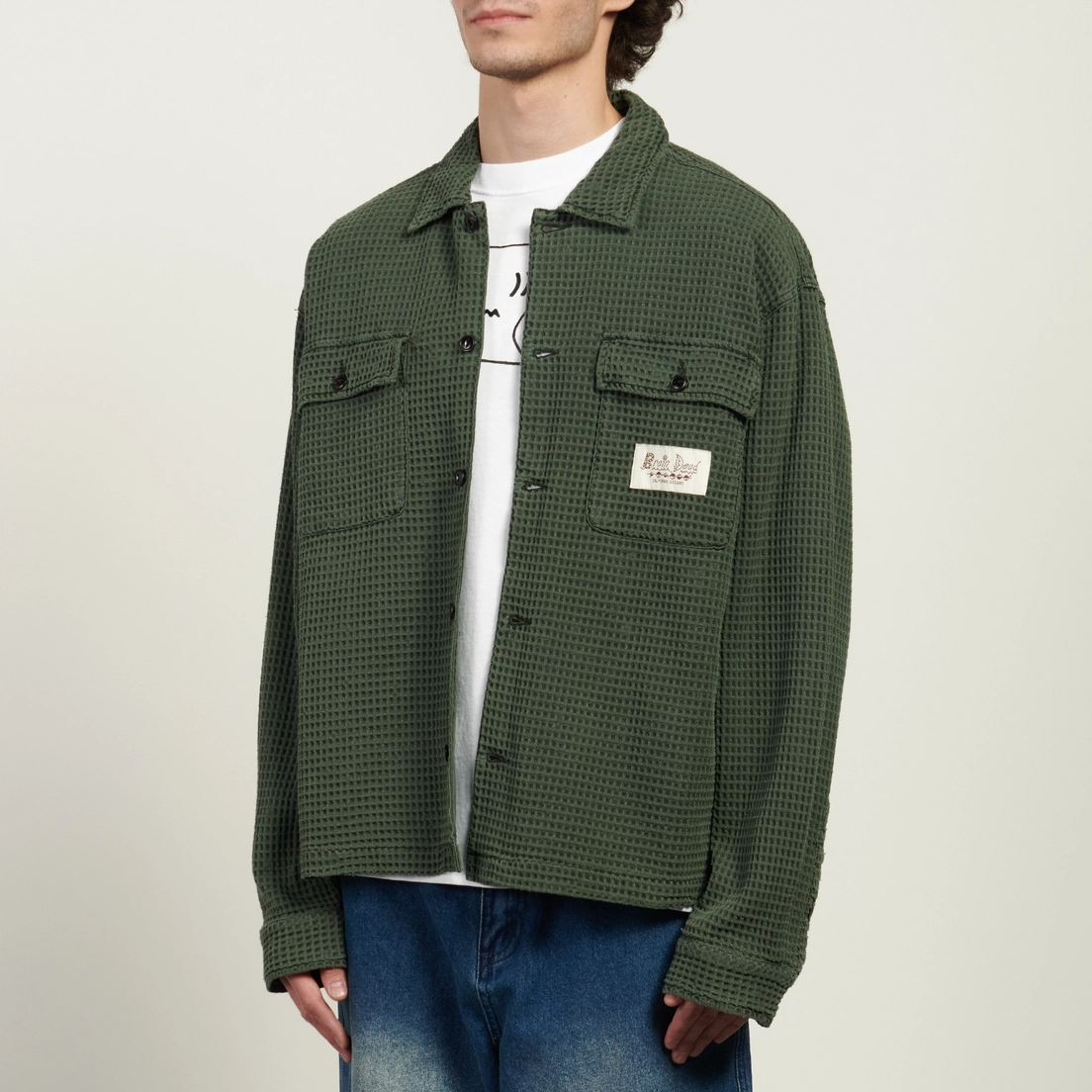 Brain Dead Мужская рубашка Waffle Button Front