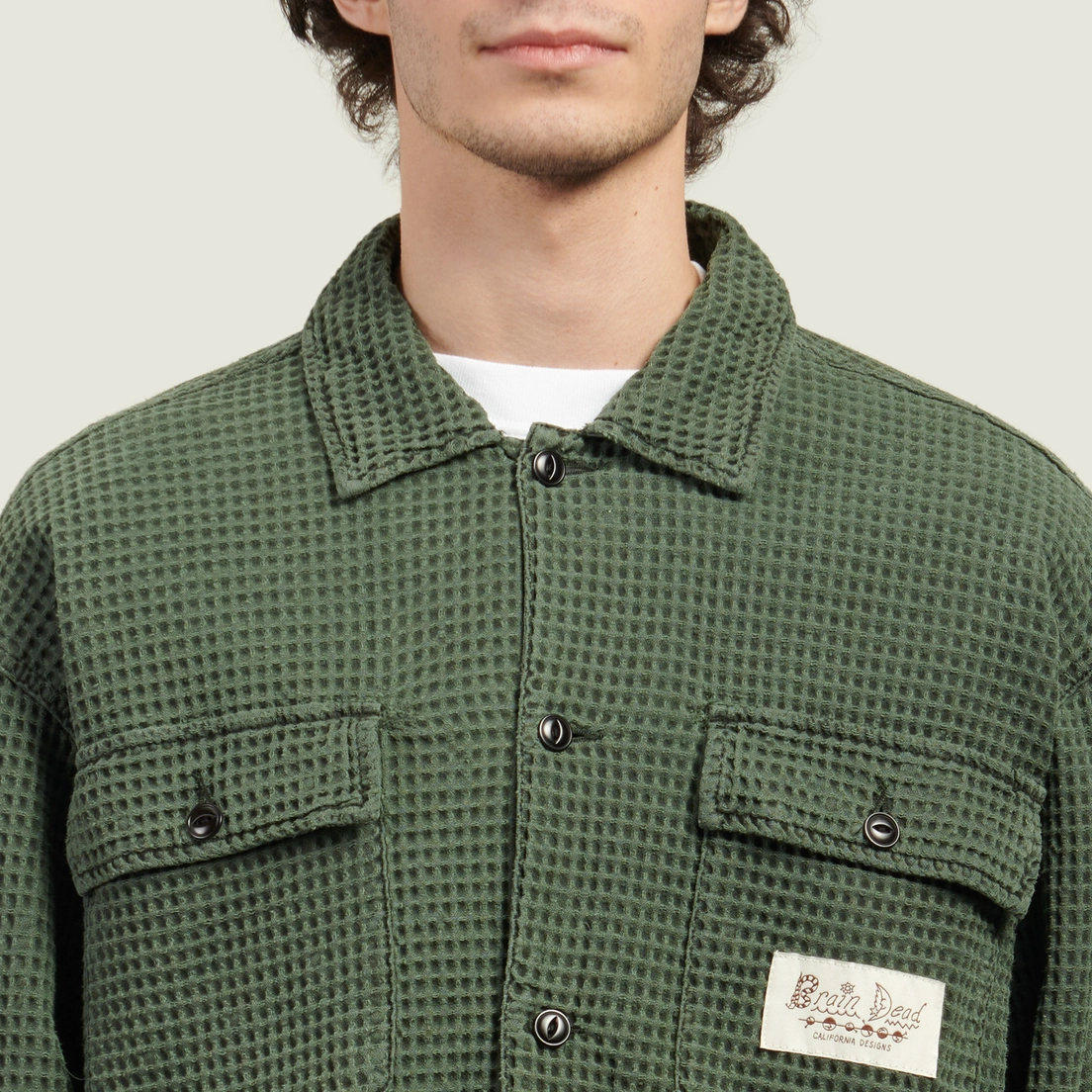 Brain Dead Мужская рубашка Waffle Button Front