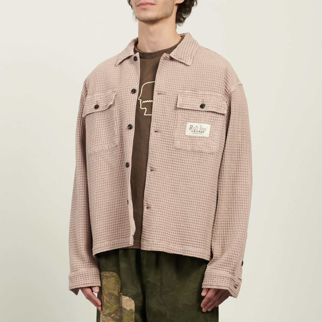 Brain Dead Мужская рубашка Waffle Button Front