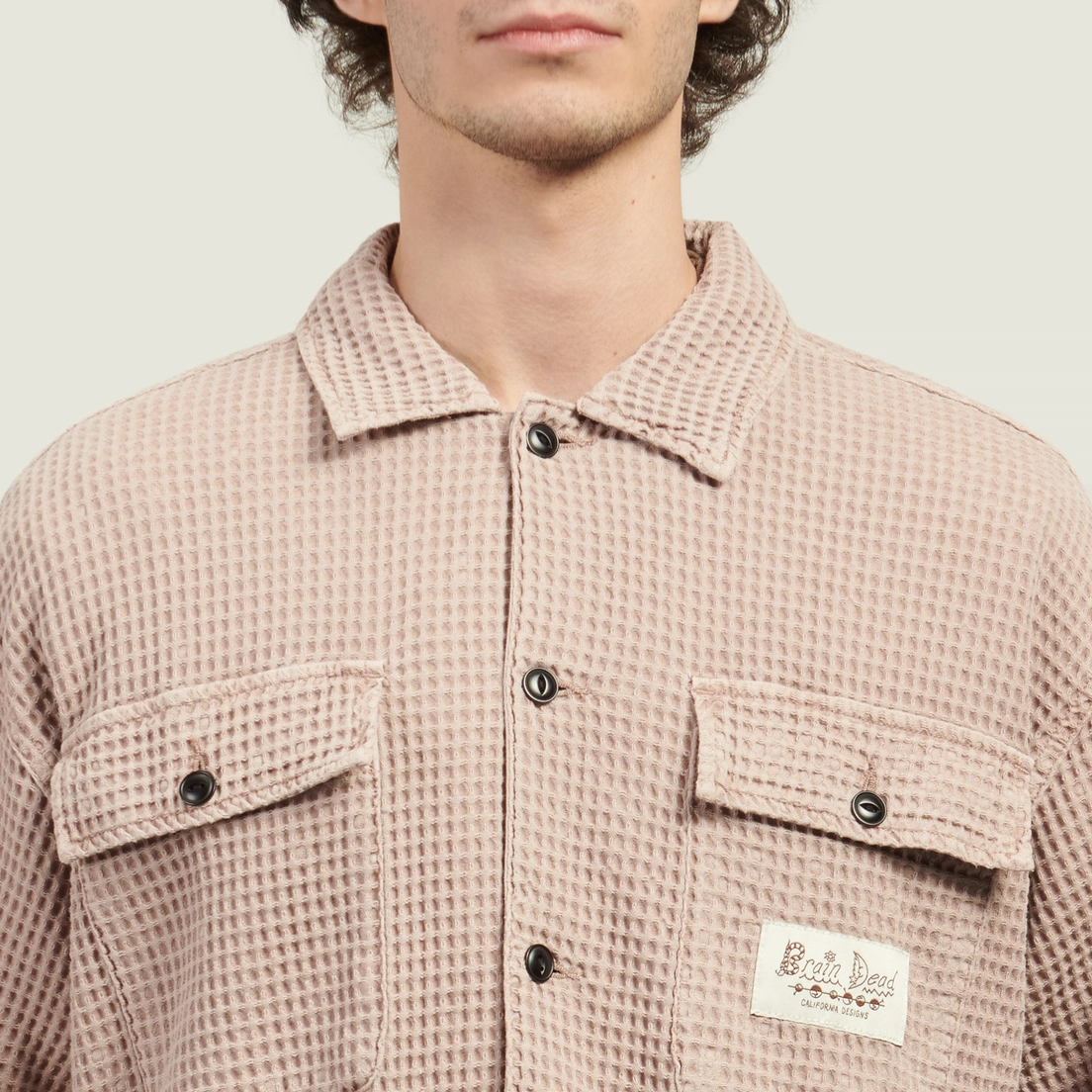 Brain Dead Мужская рубашка Waffle Button Front