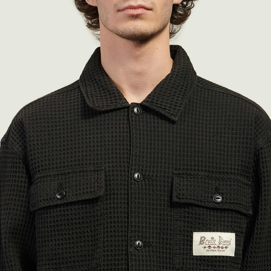 Brain Dead Мужская рубашка Waffle Button Front