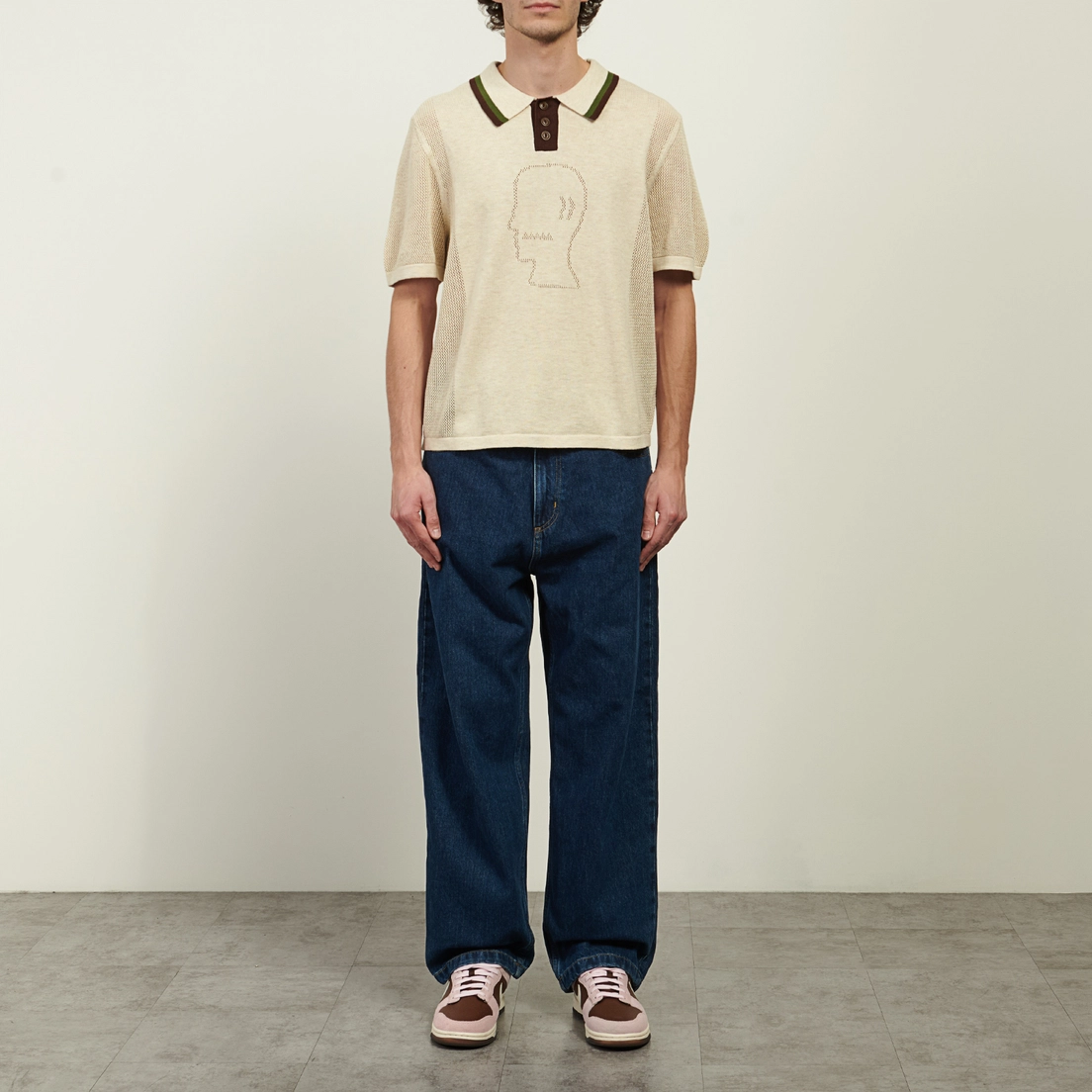 Brain Dead Мужское поло Logo Head Pointelle