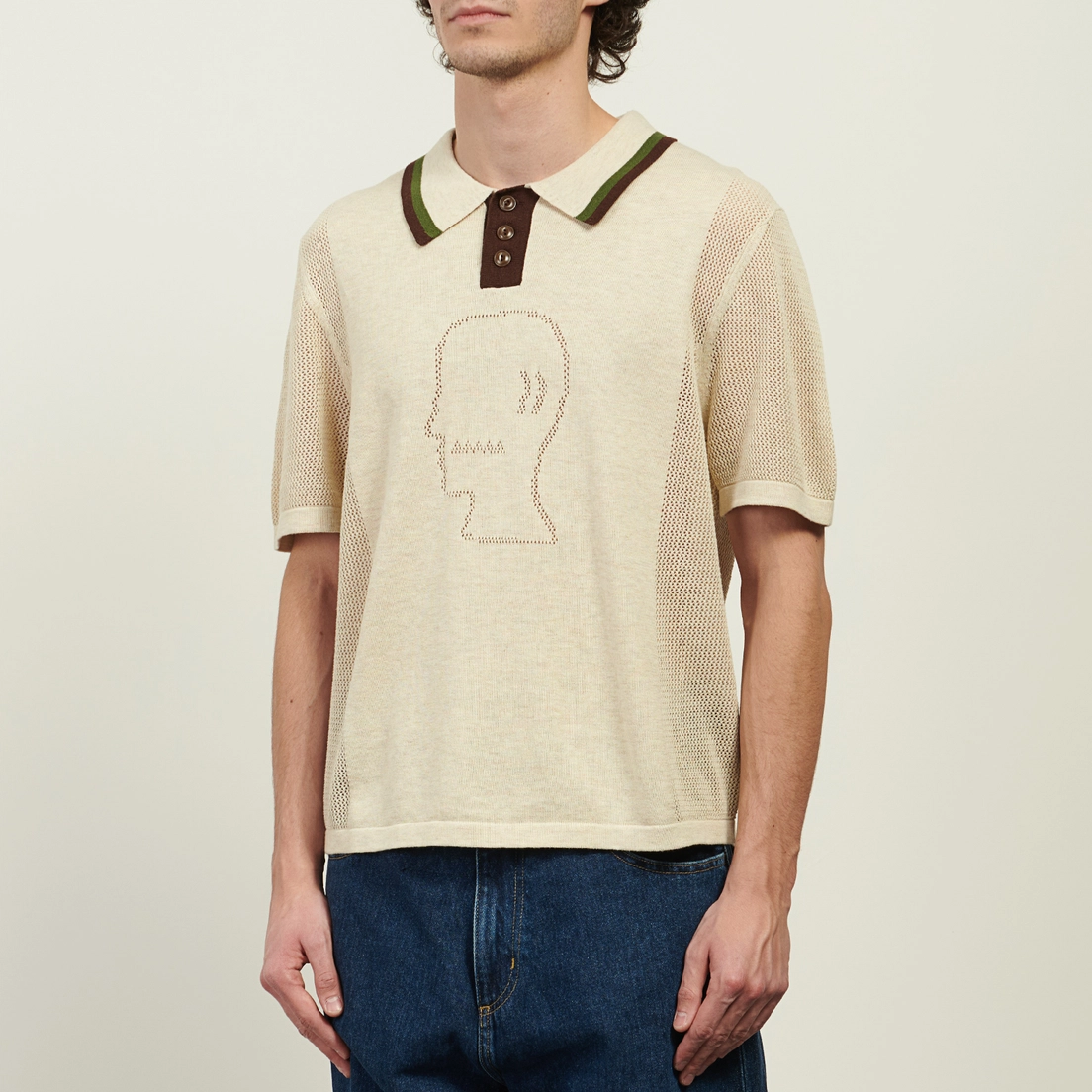 Brain Dead Мужское поло Logo Head Pointelle