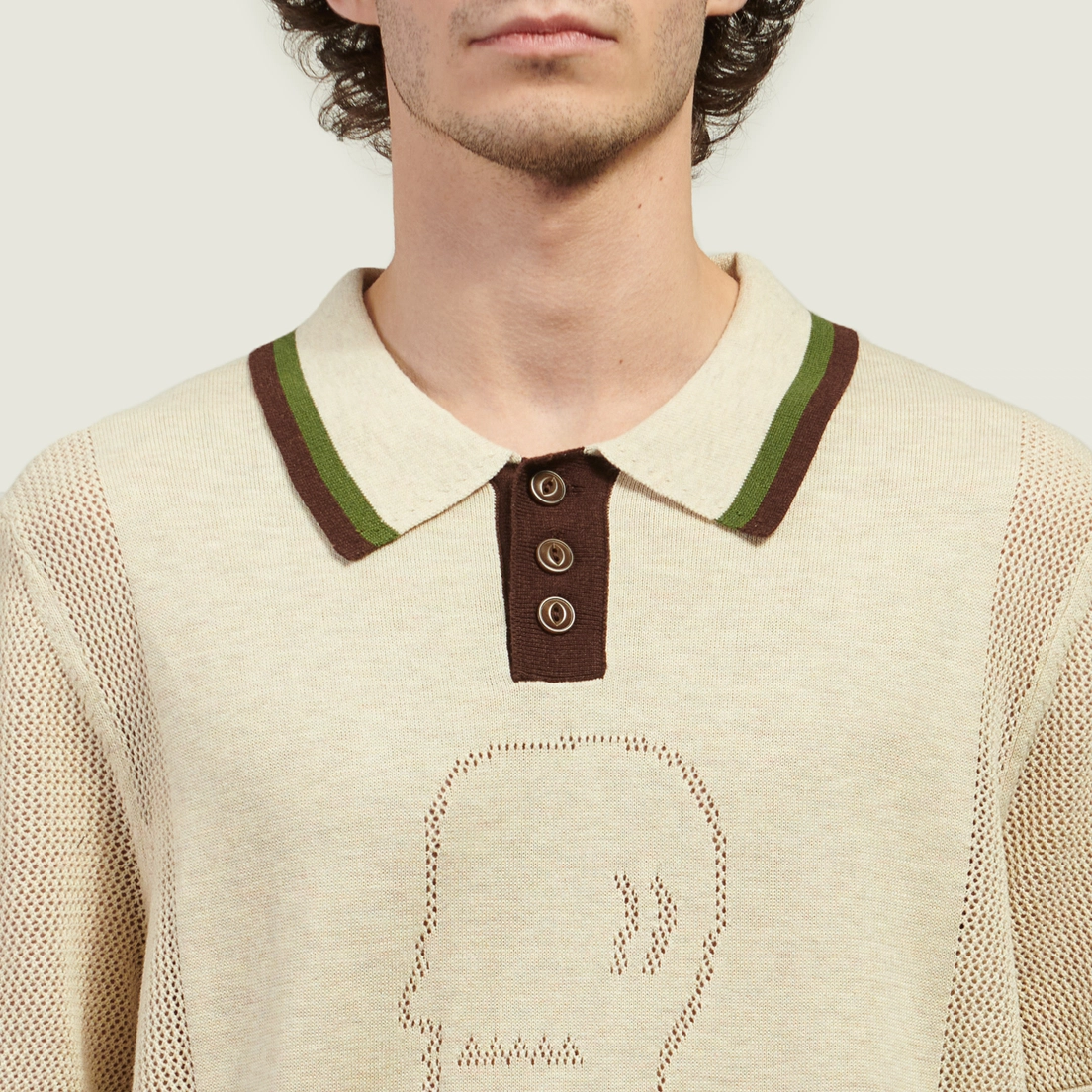 Brain Dead Мужское поло Logo Head Pointelle