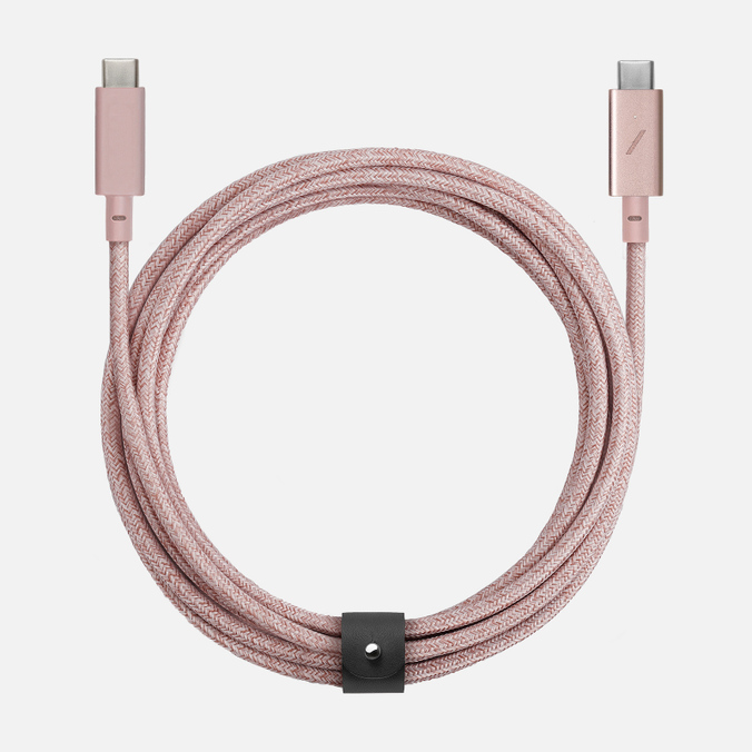 Кабель Native Union, цвет розовый, размер UNI BELT-C-ROS-PRO-NP Belt USB Type-C/USB Type-C 100W - фото 1