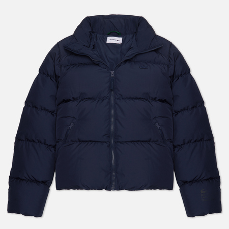 фото Женский пуховик lacoste collapsible taffeta padded, цвет синий, размер 36