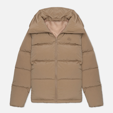 фото Женский пуховик lacoste quilted puffer, цвет бежевый, размер 34