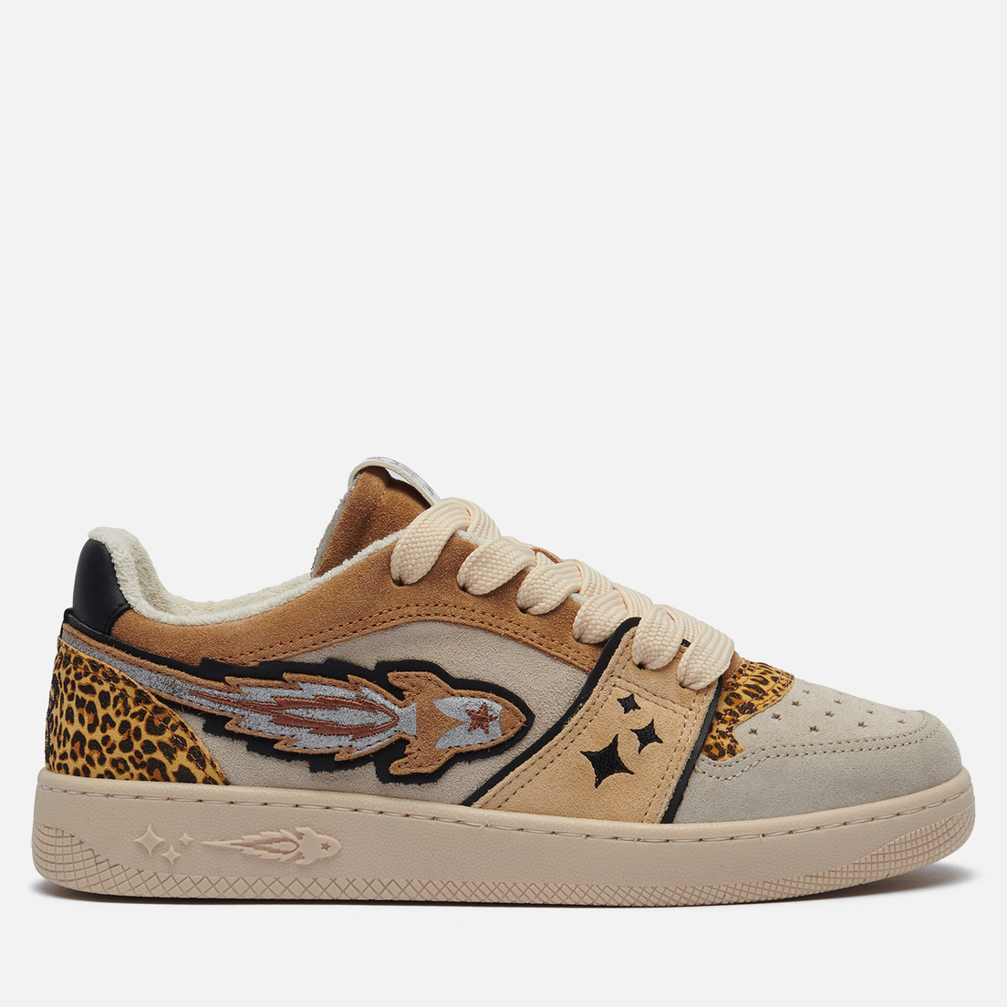 Enterprise Japan Женские кроссовки EJ Egg Rocket Low Suede/Printed Leather