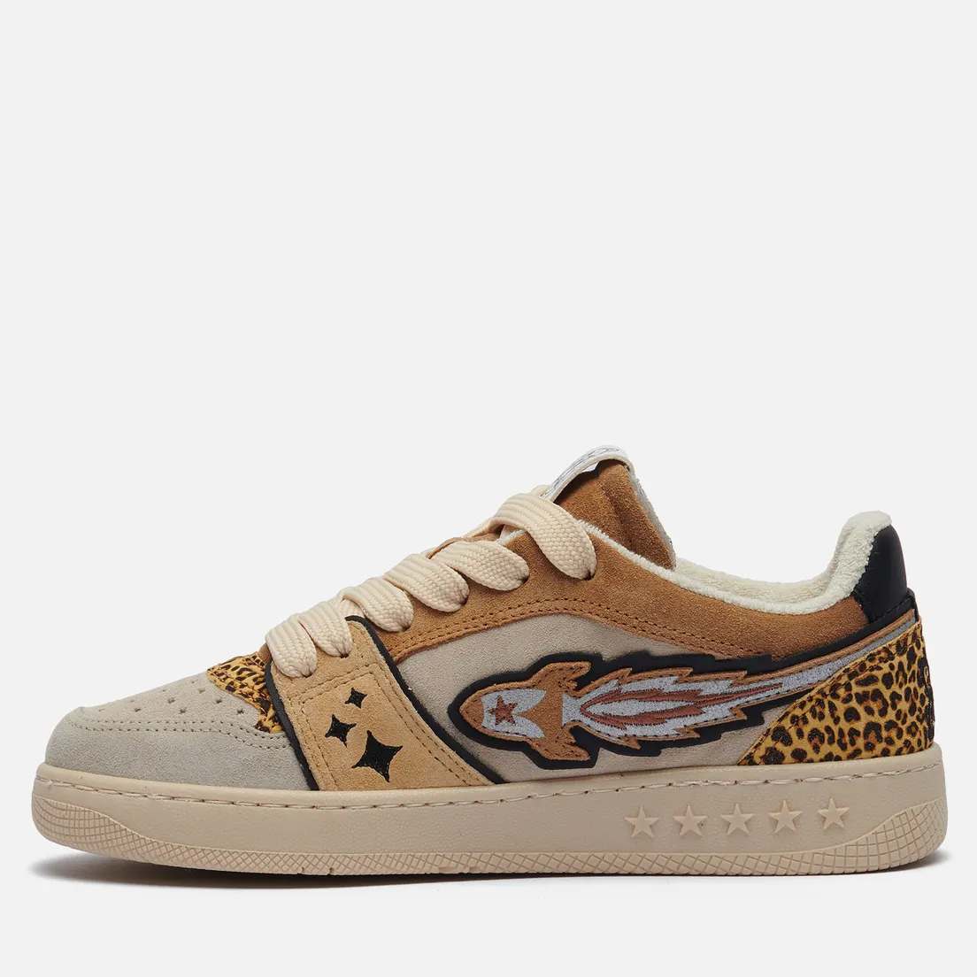 Enterprise Japan Женские кроссовки EJ Egg Rocket Low Suede/Printed Leather