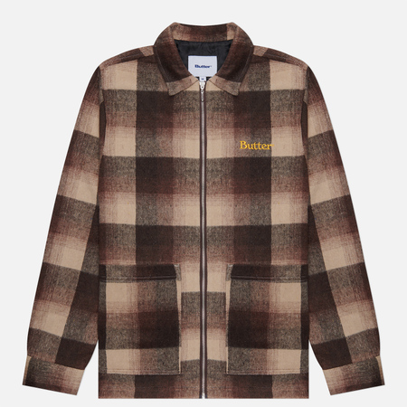 Мужская демисезонная куртка Butter Goods Plaid Zip Thru Overshirt, цвет коричневый, размер XXL - фото 1