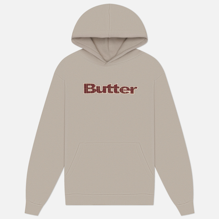 Мужская толстовка Butter Goods Plaid Logo Applique Pullover Hoodie, цвет бежевый, размер XXL