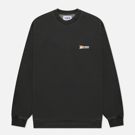фото Мужская толстовка butter goods pigment dyed crew neck, цвет чёрный, размер s